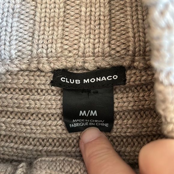 Club Monaco Women's Taupe Wool and Faux Fur Button Down Ribbed Cardigan Size M - Picture 2 of 9